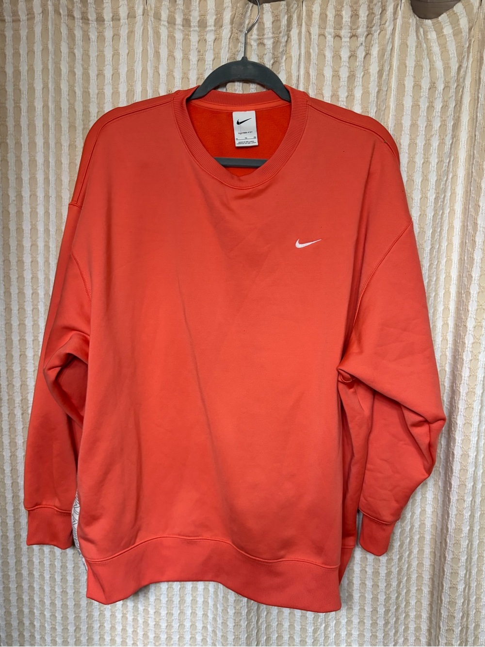 Nike Orange Crewneck Sweatshirt with White Swoosh
